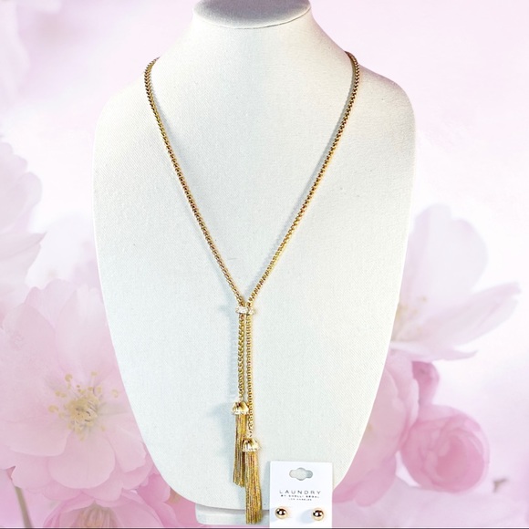 Laundry By Shelli Segal Jewelry - Laundry by Shelli Segal Gold Tassel Lariat Necklace and Earrings Matching Set